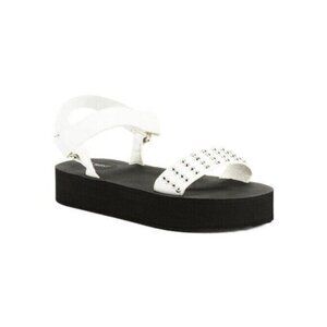 Nine West White Studded Platform Sandals Womens Adjustable Straps